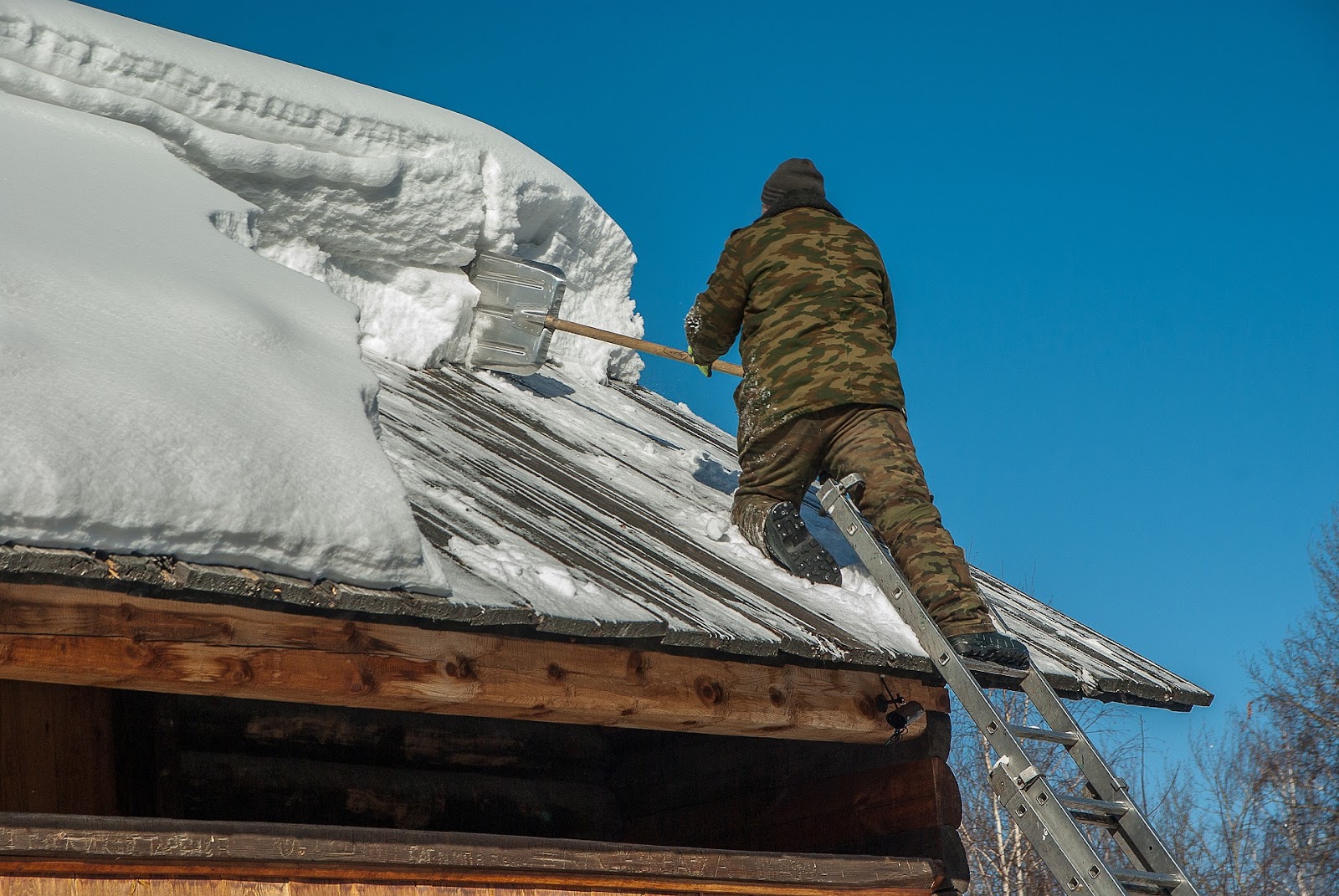 roof clearing snow